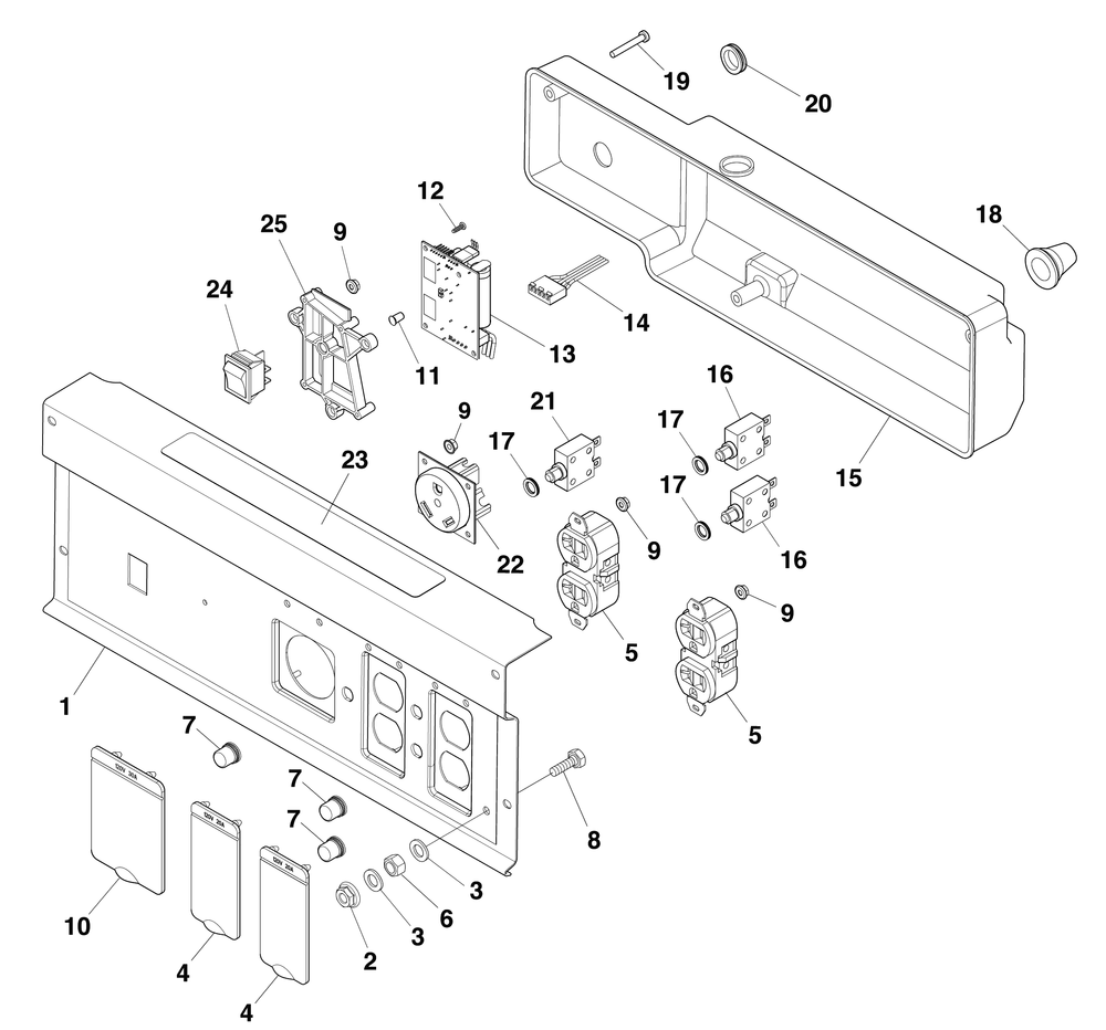 Control Panel Diagram and Parts List for 030751-00  Briggs and Stratton Generator